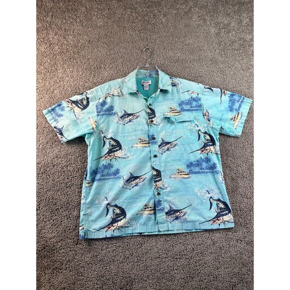 World Wide Sportsman Shirt Mens Large Blue Sport Fisherman Vented Button Up - Picture 2 of 9